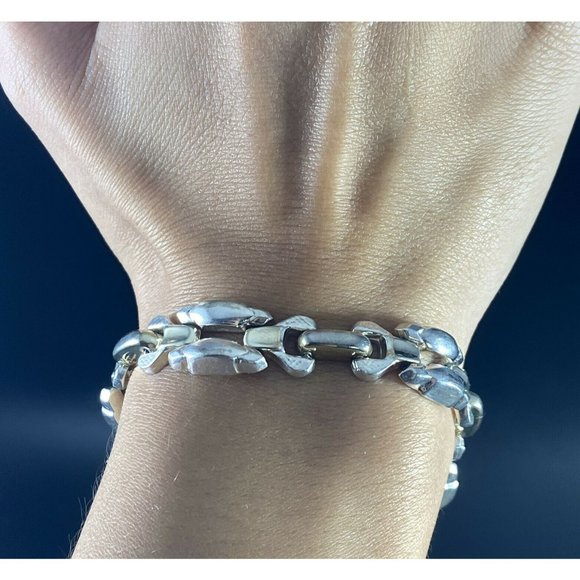 Signed 925 Italy Fine Link Bracelet 7.5in 16.3g - Picture 1 of 7